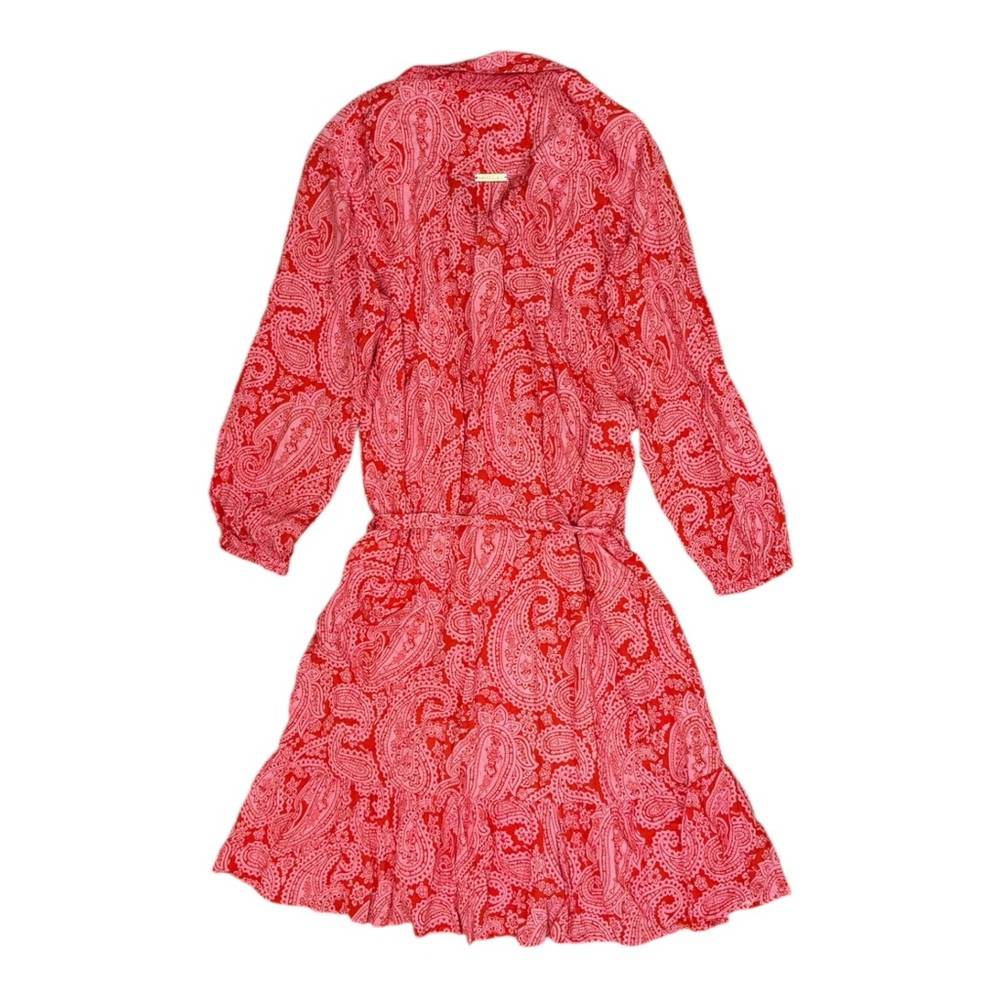 Heidi Klein Tangier Paisley-Print Mini Shirt Dress In Red And Pink Size L Mini - Picture 3 of 10